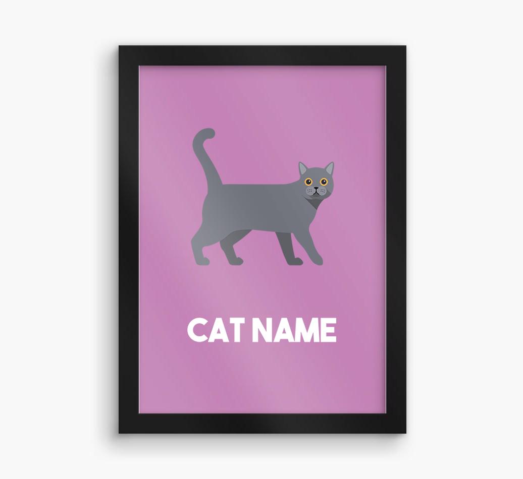 Cat Name & Profile: Personalized {breedCommonName} Framed Print
