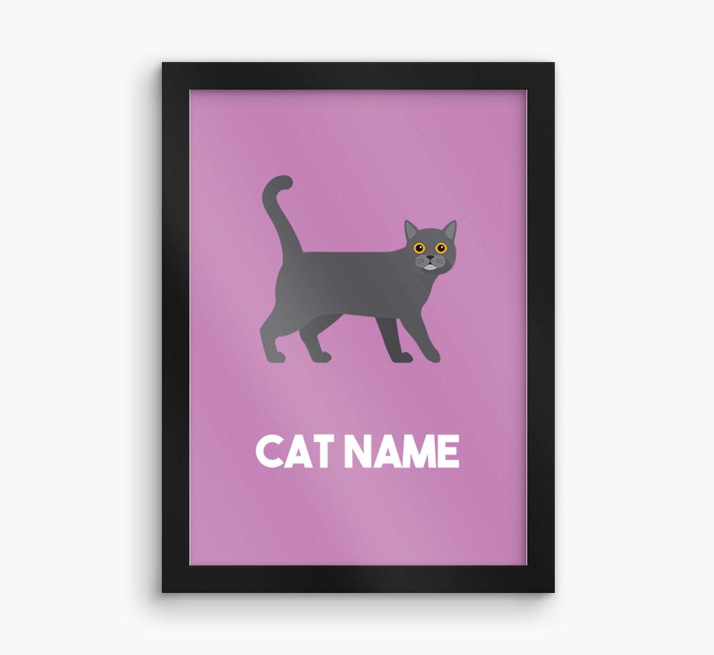 Cat Name & Profile: Personalized {breedCommonName} Framed Print