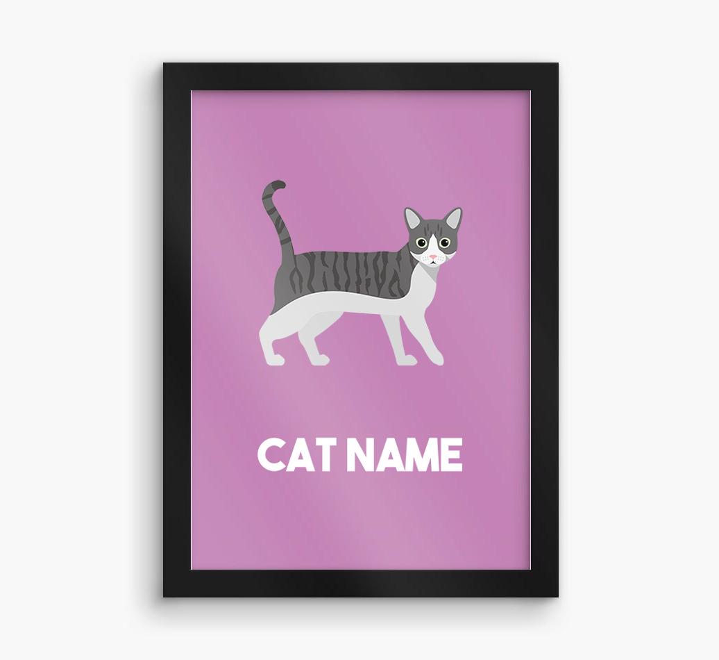Cat Name & Profile: Personalized {breedCommonName} Framed Print
