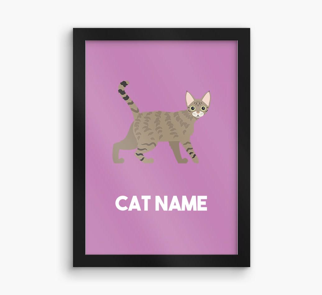 Cat Name & Profile: Personalized {breedCommonName} Framed Print