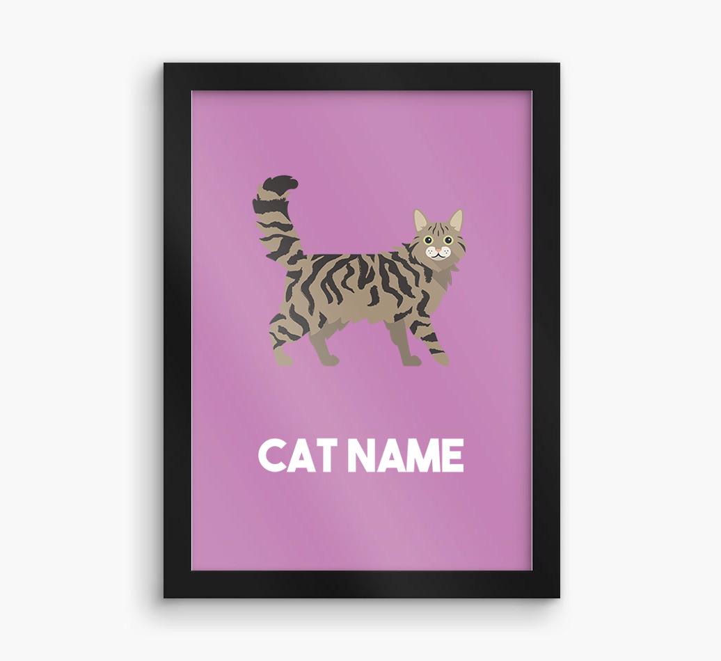 Cat Name & Profile: Personalized {breedCommonName} Framed Print