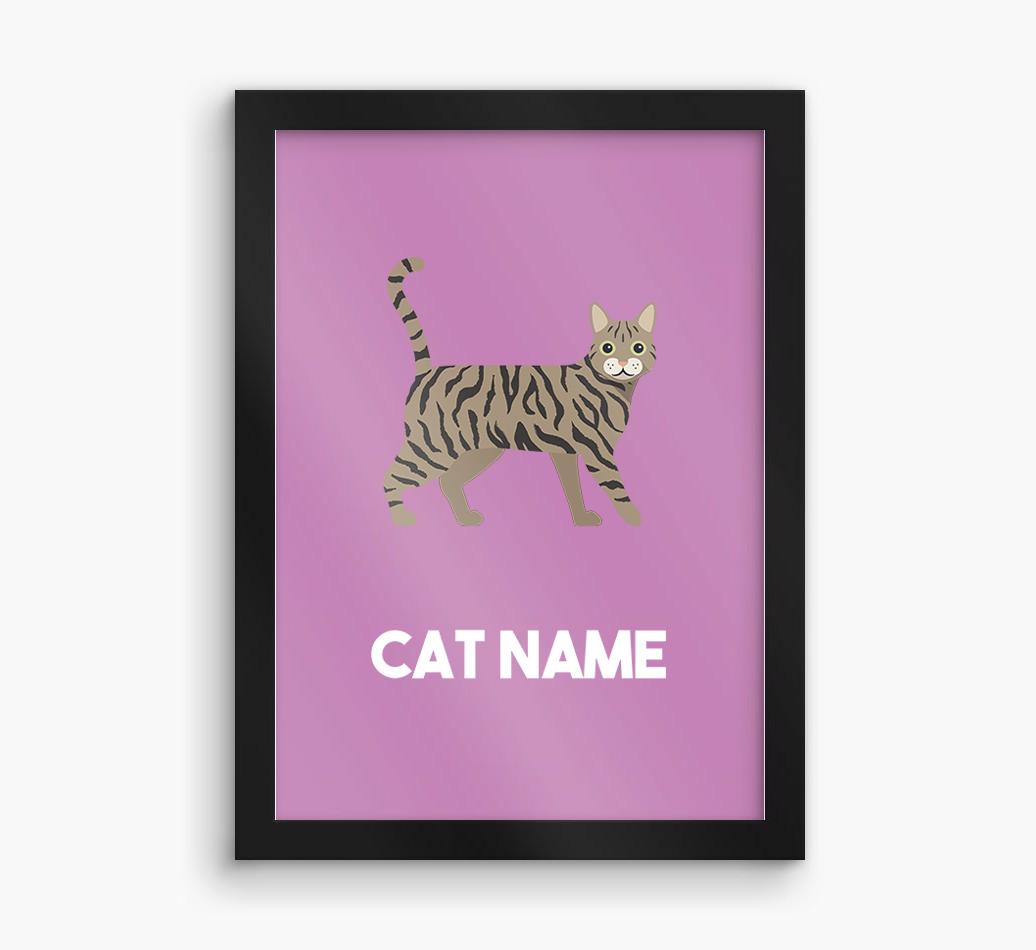 Cat Name & Profile: Personalized {breedCommonName} Framed Print