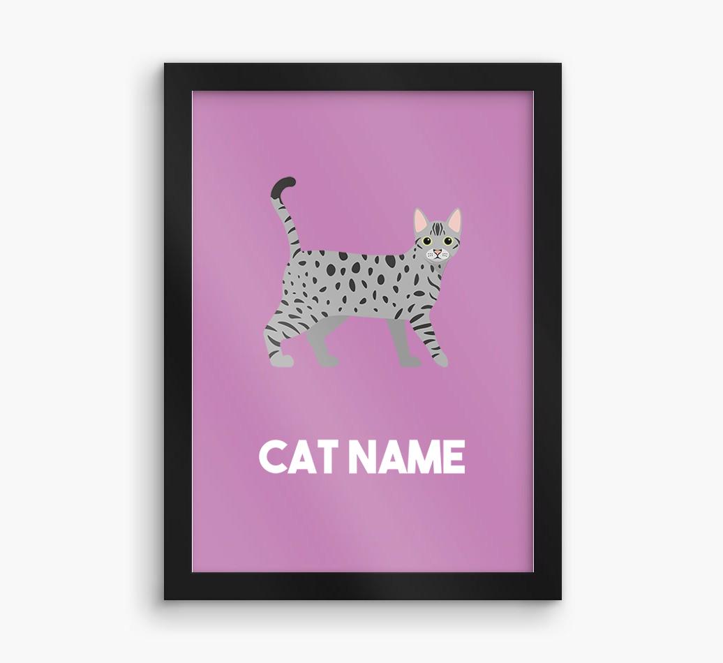 Cat Name & Profile: Personalized {breedCommonName} Framed Print