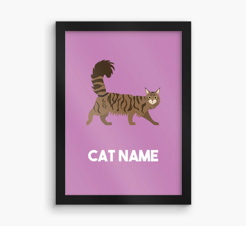 Cat Name & Profile: Personalized {breedCommonName} Framed Print