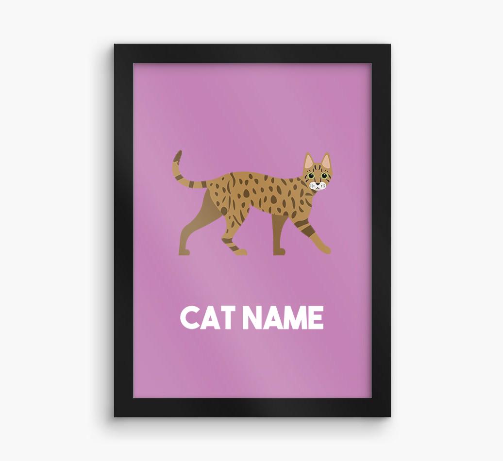 Cat Name & Profile: Personalized {breedCommonName} Framed Print