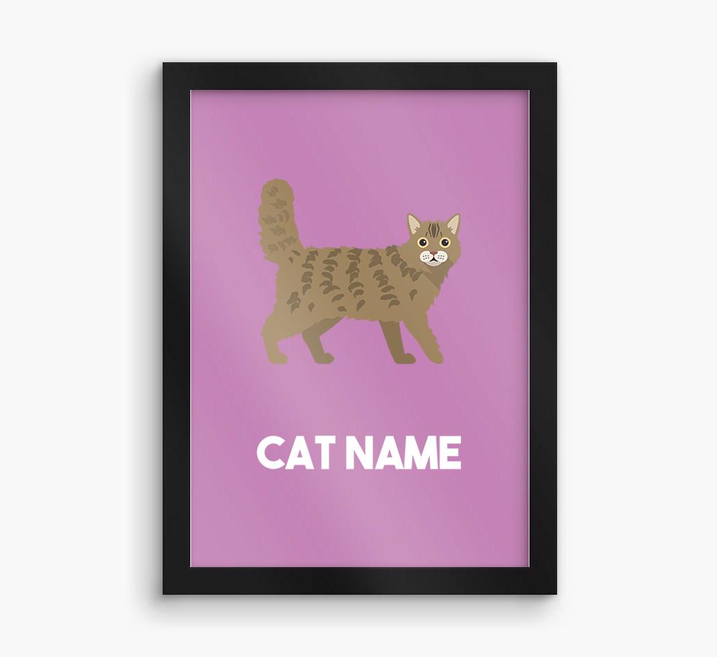 Cat Name & Profile: Personalized {breedCommonName} Framed Print