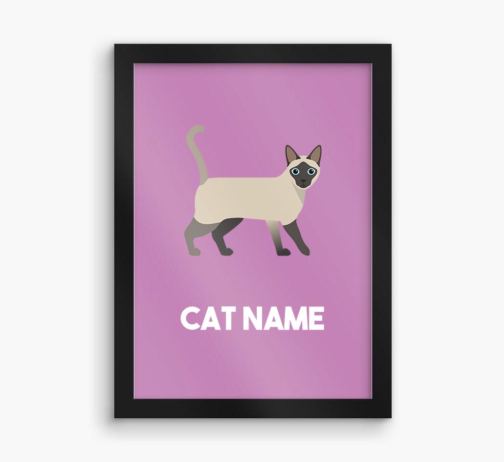 Cat Name & Profile: Personalized {breedCommonName} Framed Print