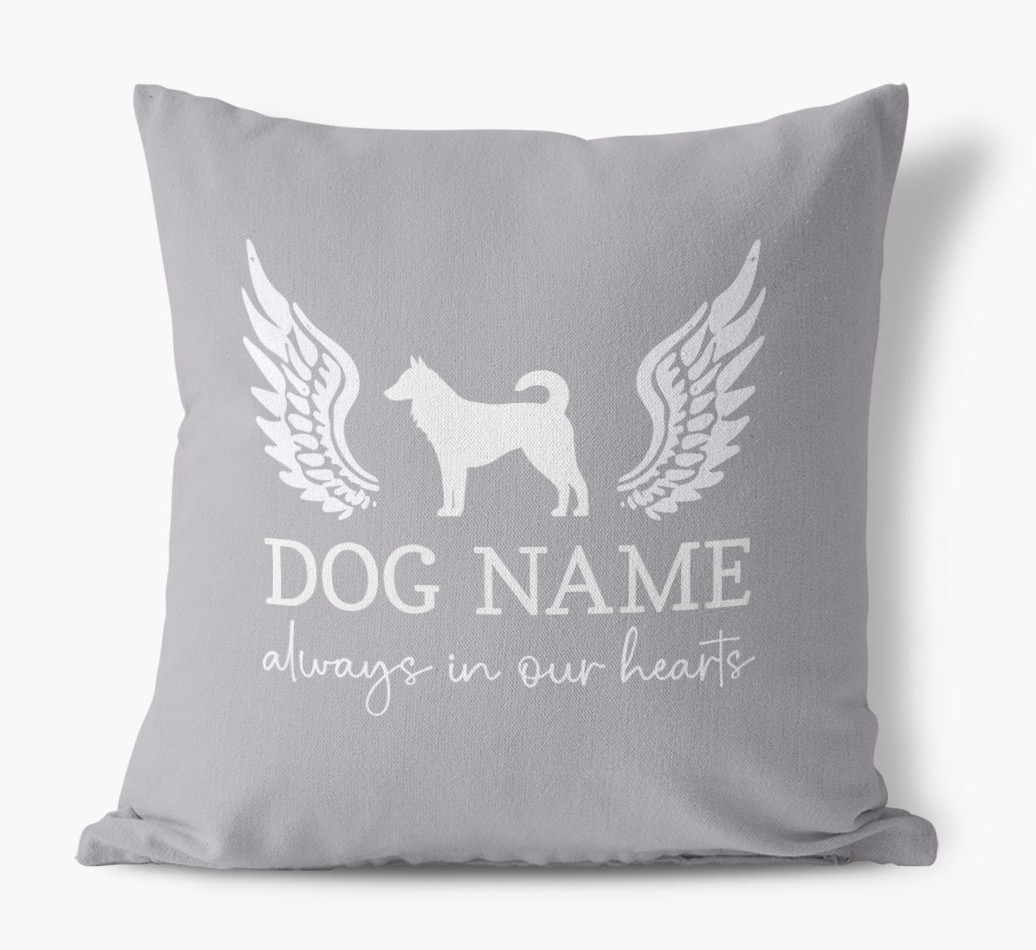 Silhouette Angel: Personalised {breedFullName} Canvas Cushion