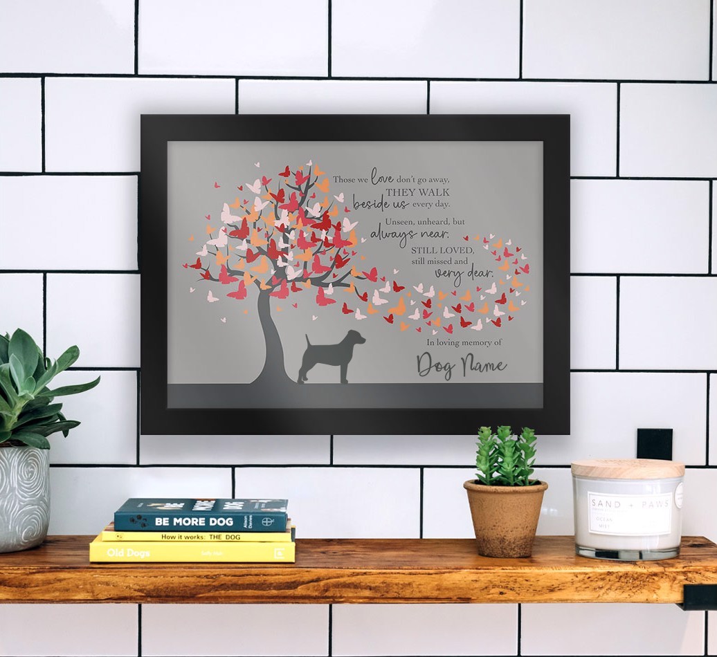 Butterfly tree, in loving memory: Personalized {breedFullName} Framed Print