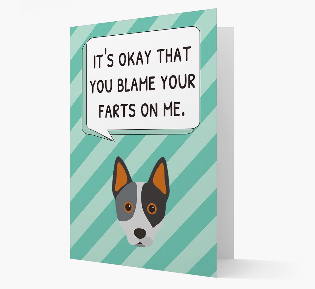 'Blame Your Farts on Me' Card with {breedFullName} Icon