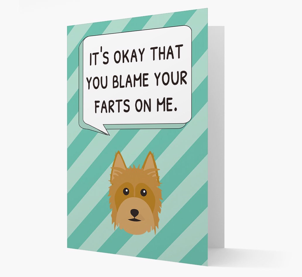 'Blame Your Farts on Me' Card with {breedFullName} Icon