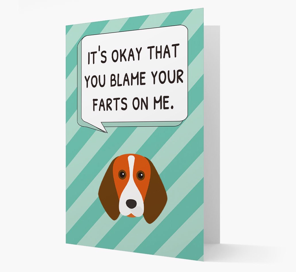 'Blame Your Farts on Me' Card with {breedFullName} Icon