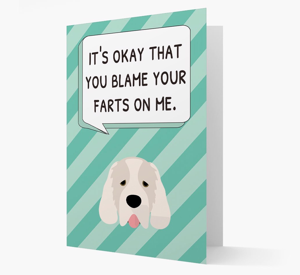 'Blame Your Farts on Me' Card with {breedFullName} Icon