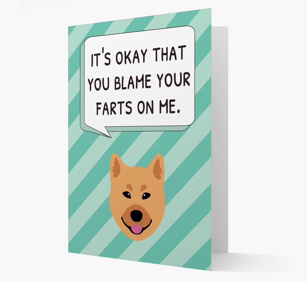 'Blame Your Farts on Me' Card with {breedFullName} Icon
