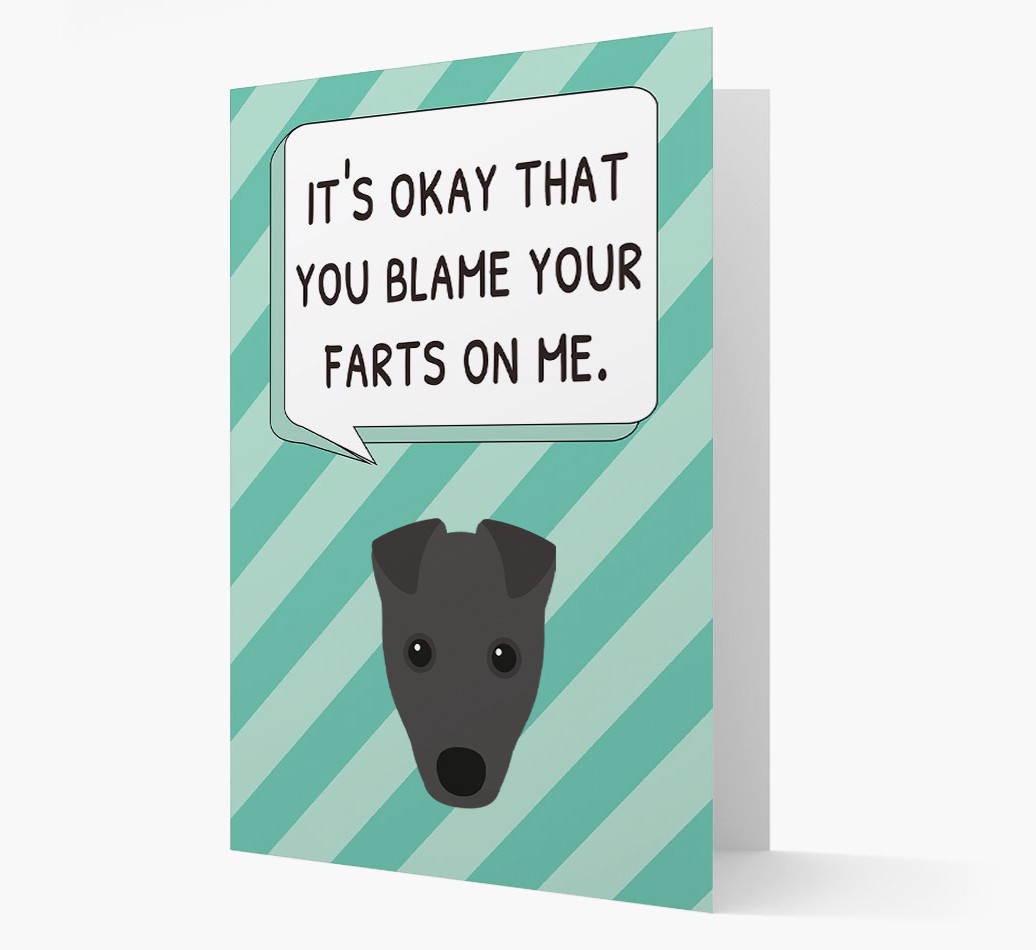'Blame Your Farts on Me' Card with {breedFullName} Icon