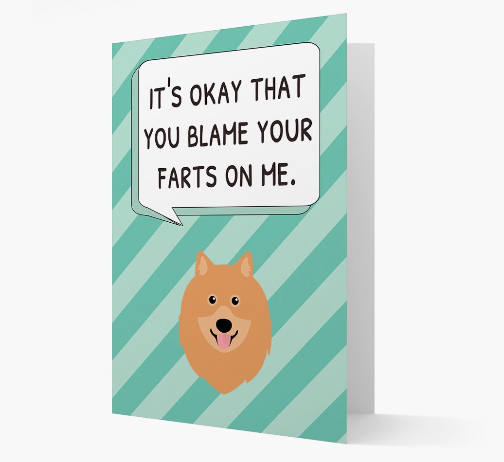 'Blame Your Farts on Me' Card with {breedFullName} Icon
