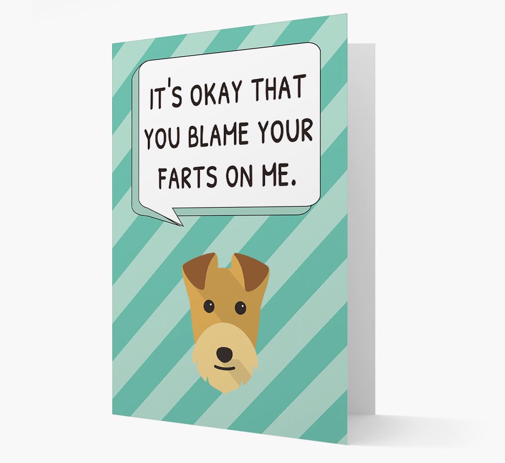 'Blame Your Farts on Me' Card with {breedFullName} Icon