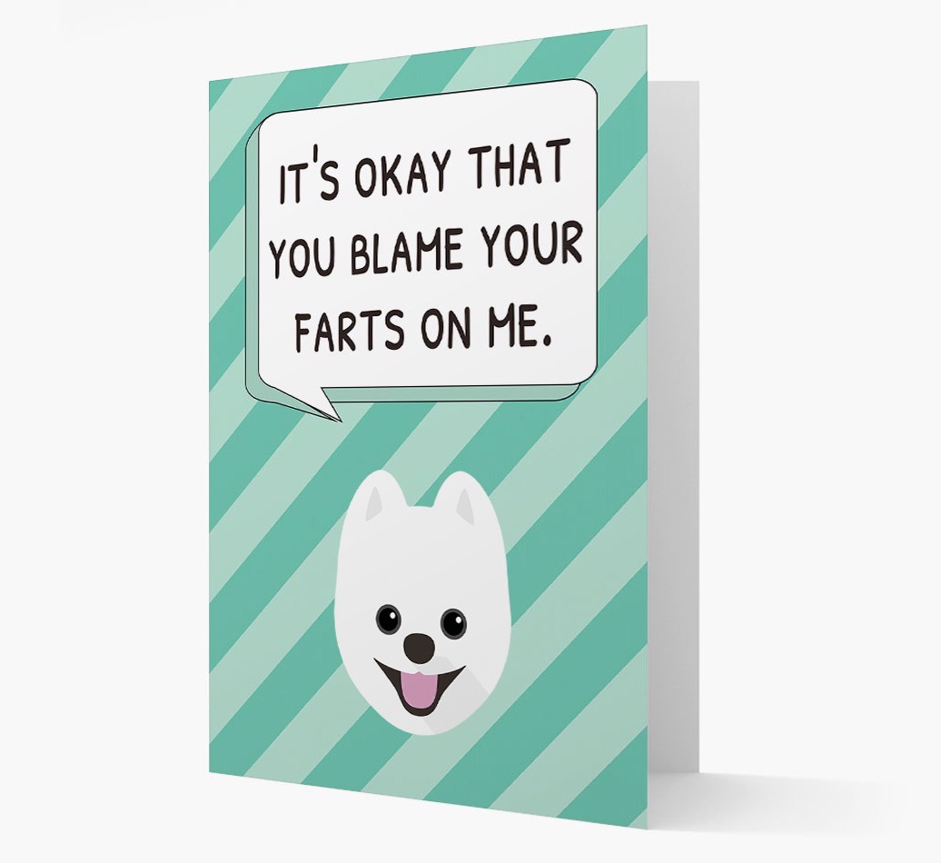 'Blame Your Farts on Me' Card with {breedFullName} Icon