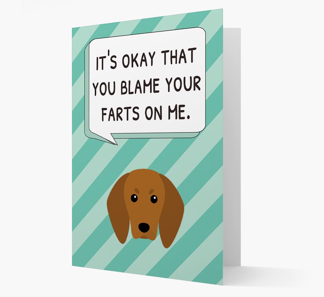 'Blame Your Farts on Me' Card with {breedFullName} Icon