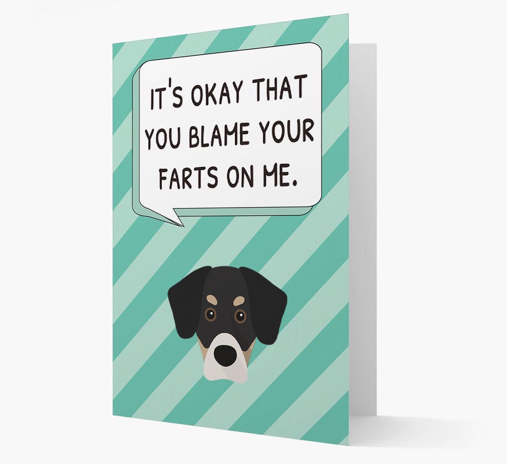 'Blame Your Farts on Me' Card with {breedFullName} Icon