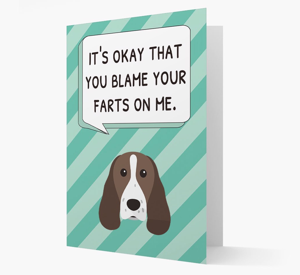 'Blame Your Farts on Me' Card with {breedFullName} Icon