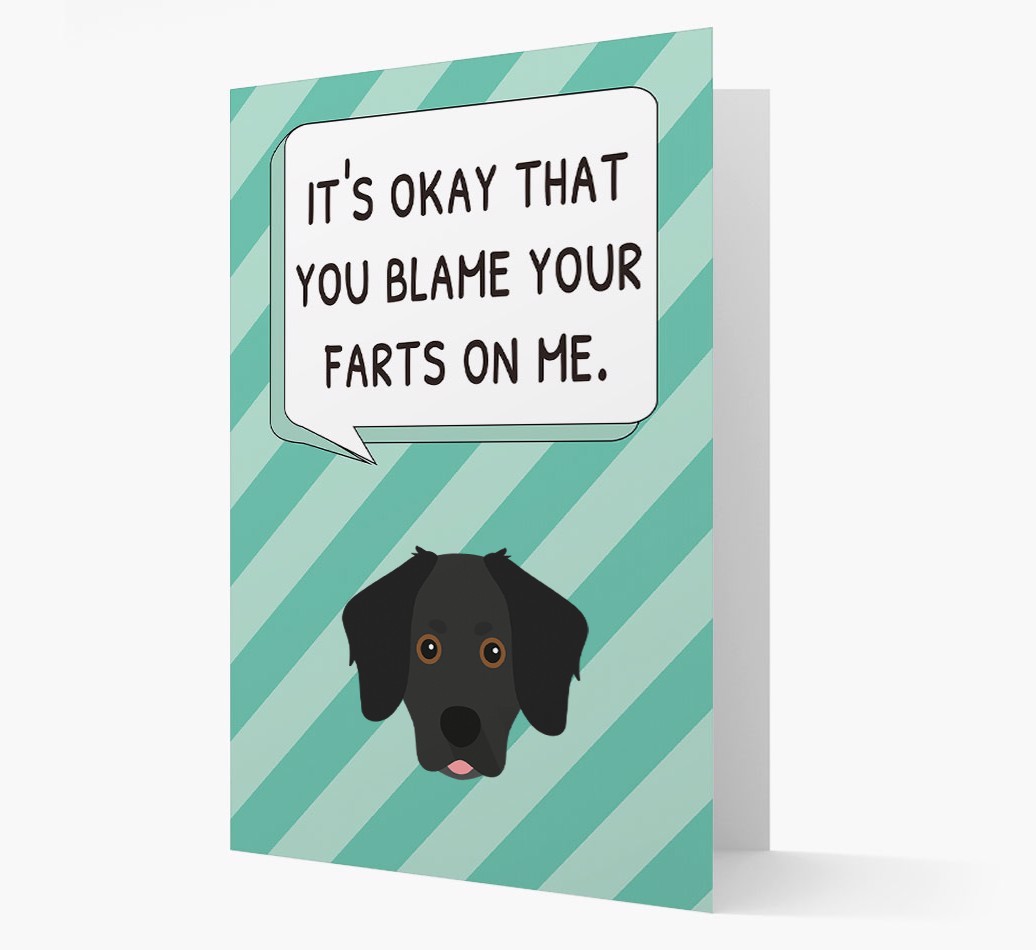 'Blame Your Farts on Me' Card with {breedFullName} Icon