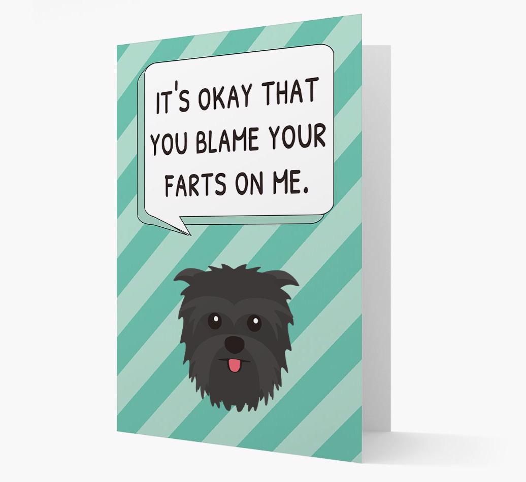 'Blame Your Farts on Me' Card with {breedFullName} Icon