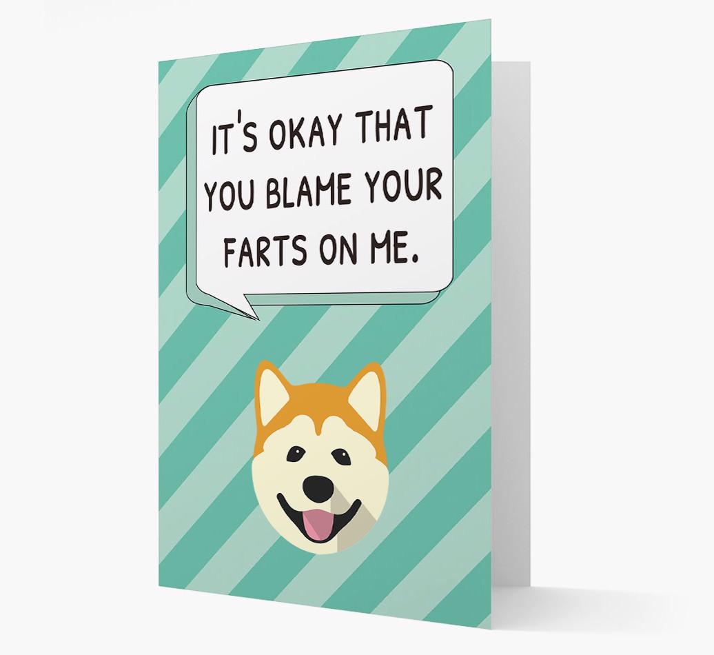 'Blame Your Farts on Me' Card with {breedFullName} Icon