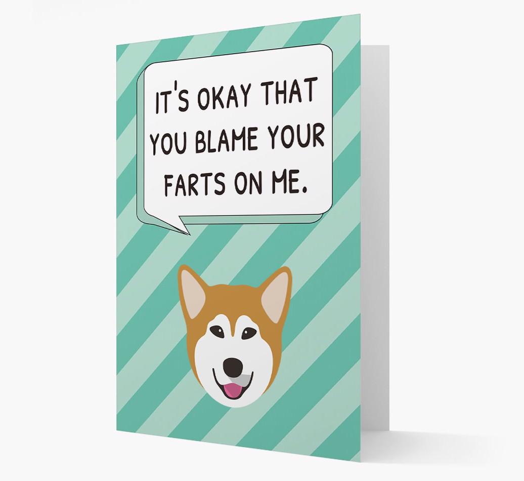 'Blame Your Farts on Me' Card with {breedFullName} Icon