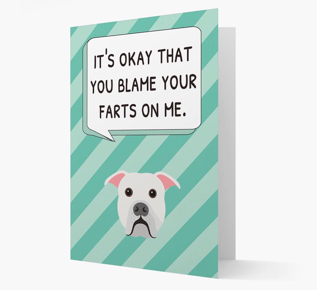 'Blame Your Farts on Me' Card with {breedFullName} Icon