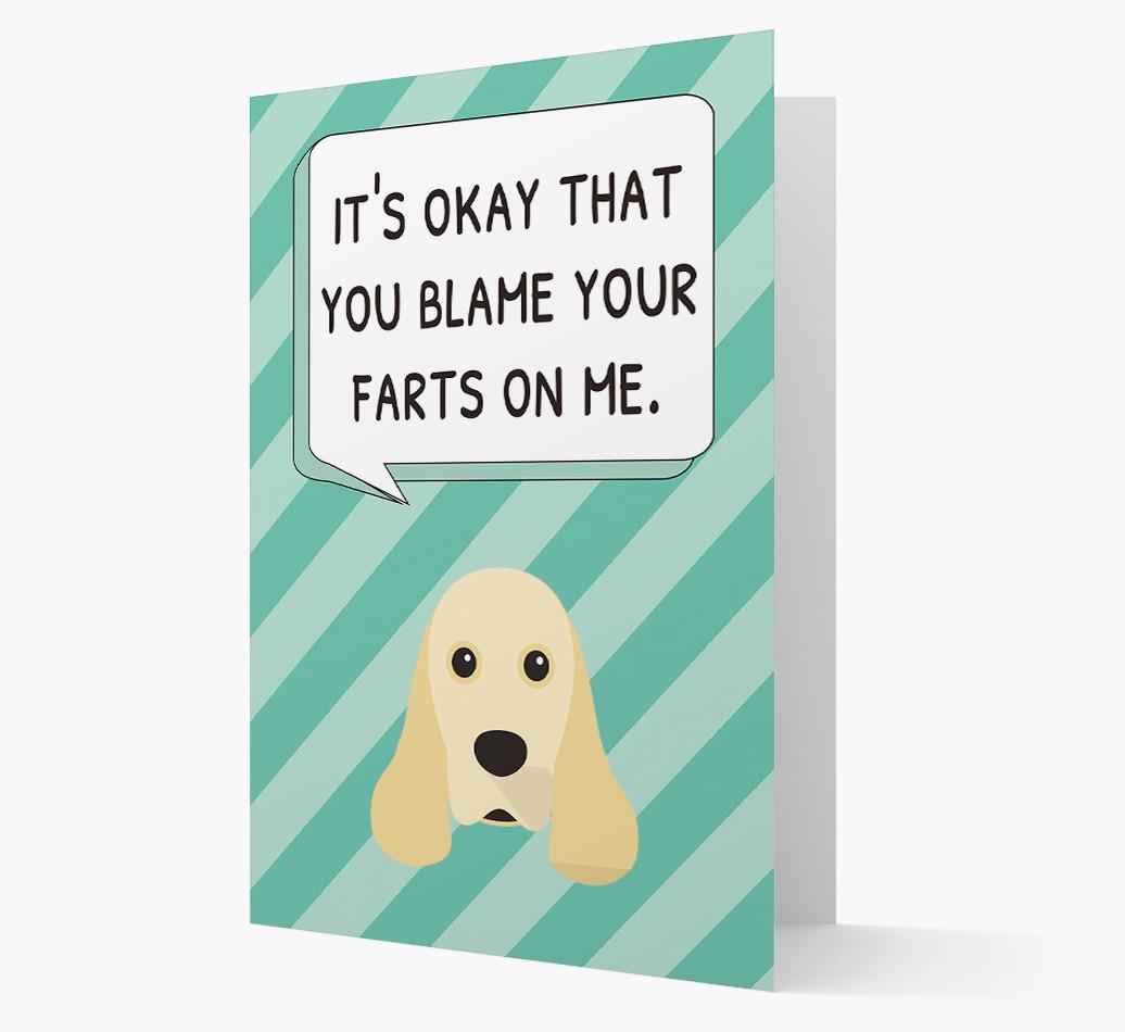 'Blame Your Farts on Me' Card with {breedFullName} Icon