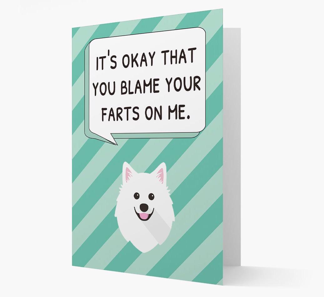 'Blame Your Farts on Me' Card with {breedFullName} Icon
