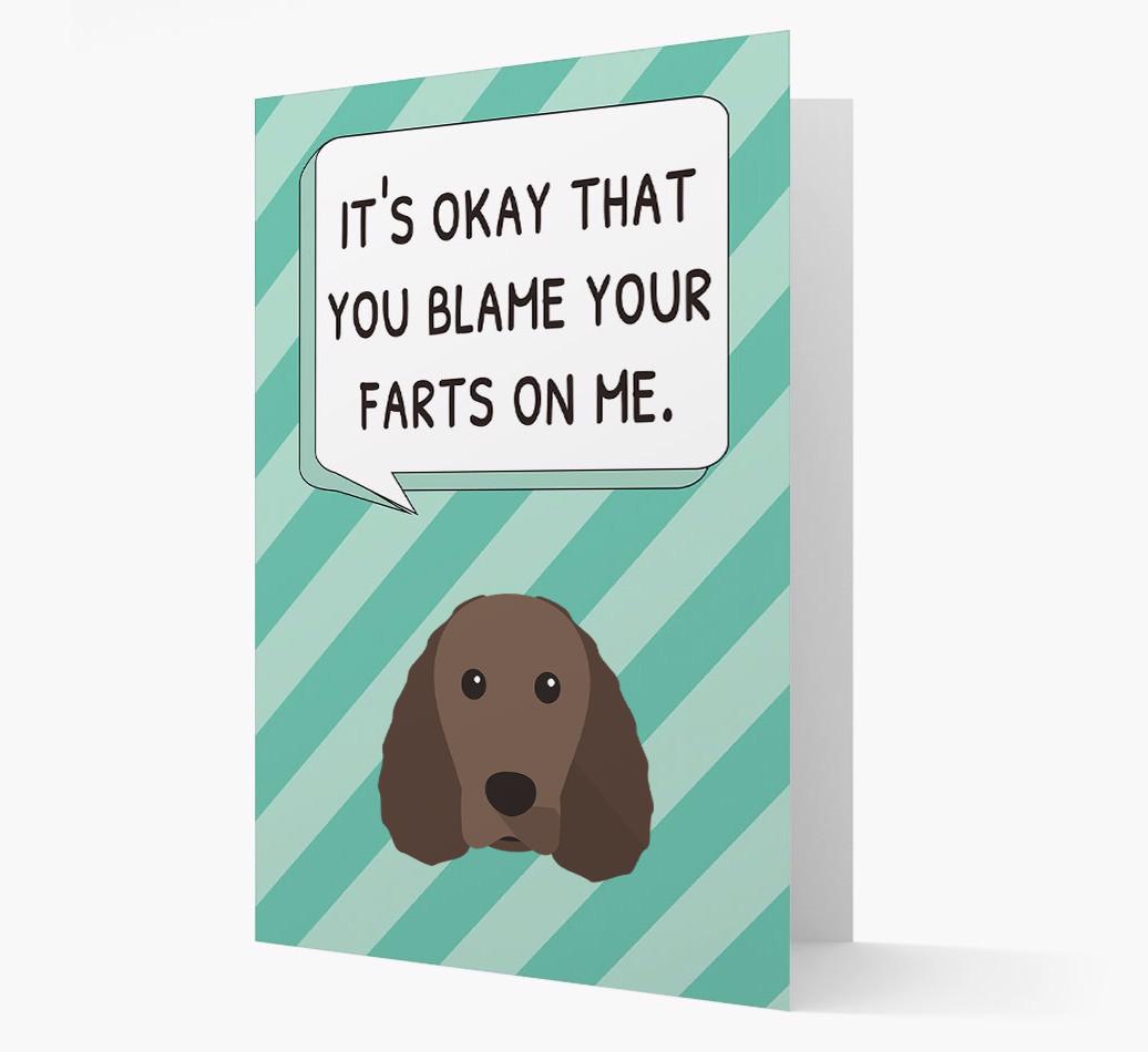 'Blame Your Farts on Me' Card with {breedFullName} Icon