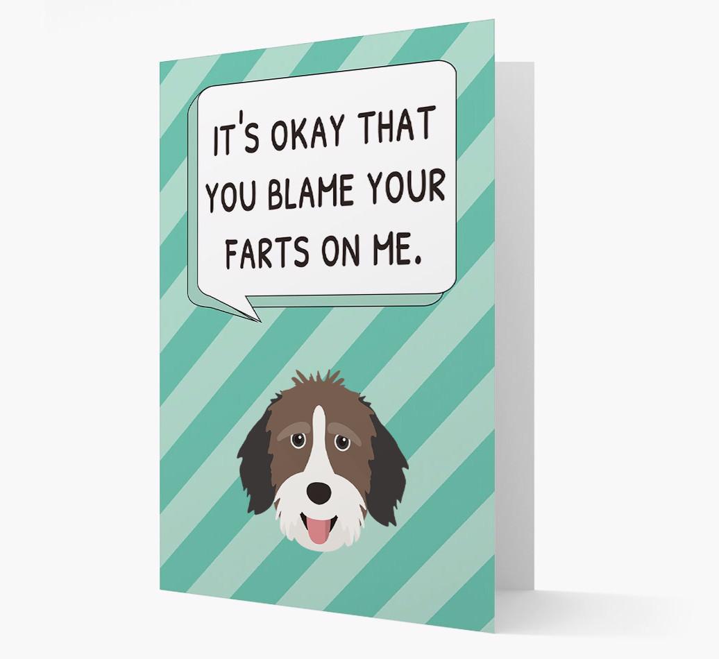 'Blame Your Farts on Me' Card with {breedFullName} Icon