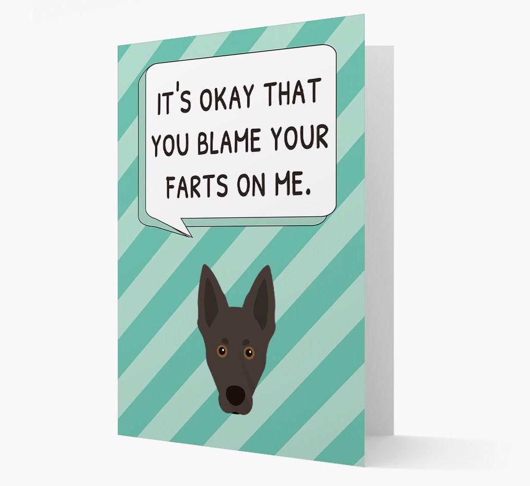 'Blame Your Farts on Me' Card with {breedFullName} Icon