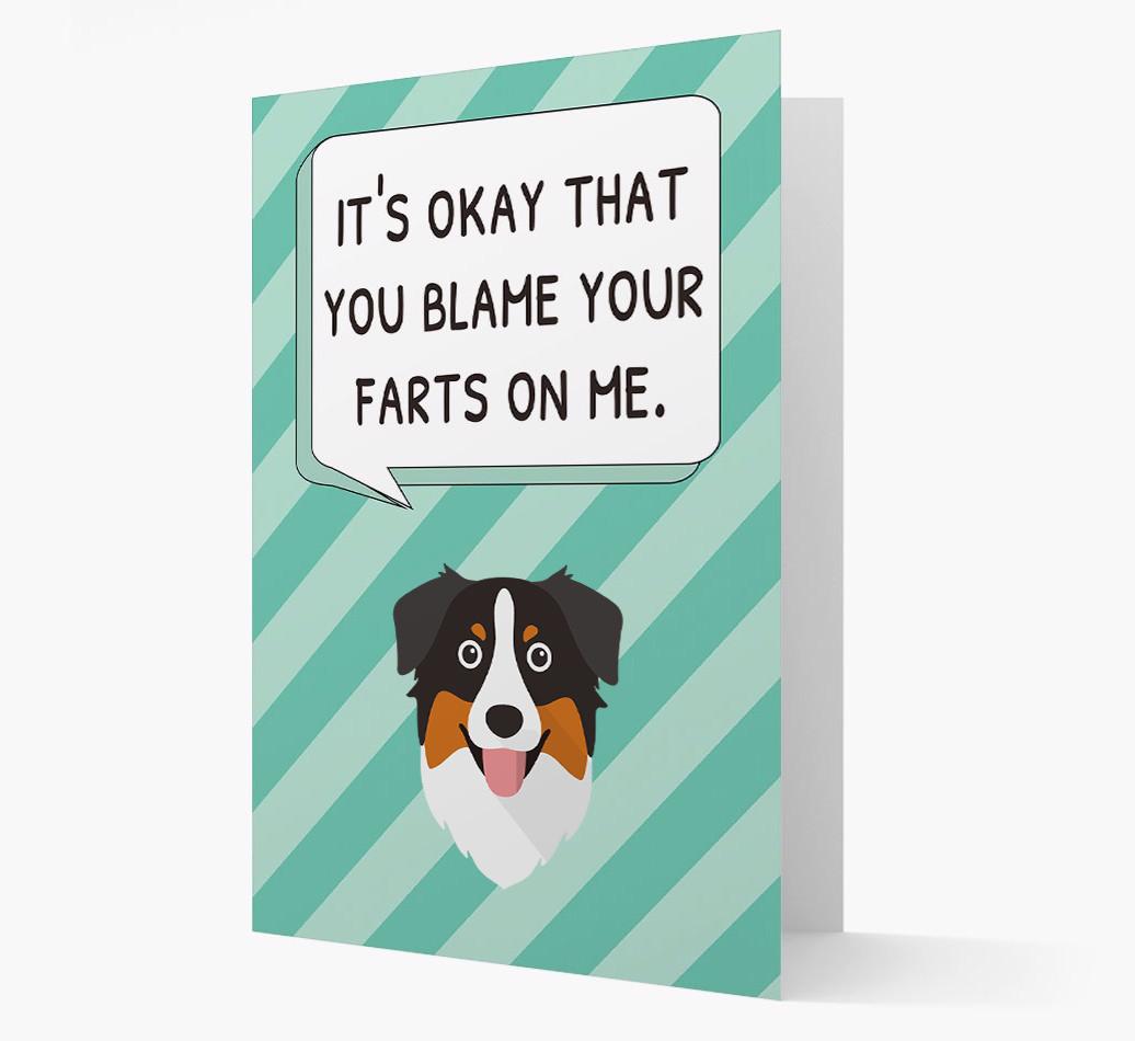 'Blame Your Farts on Me' Card with {breedFullName} Icon
