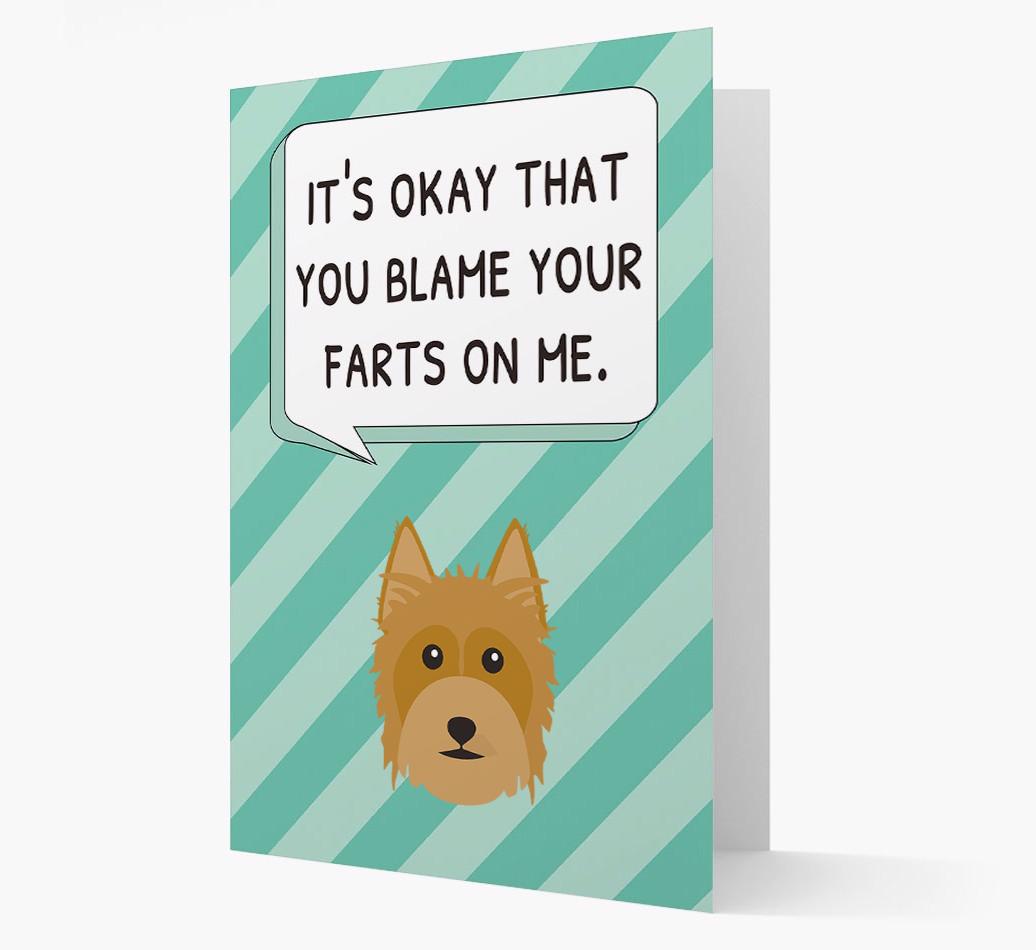 'Blame Your Farts on Me' Card with {breedFullName} Icon