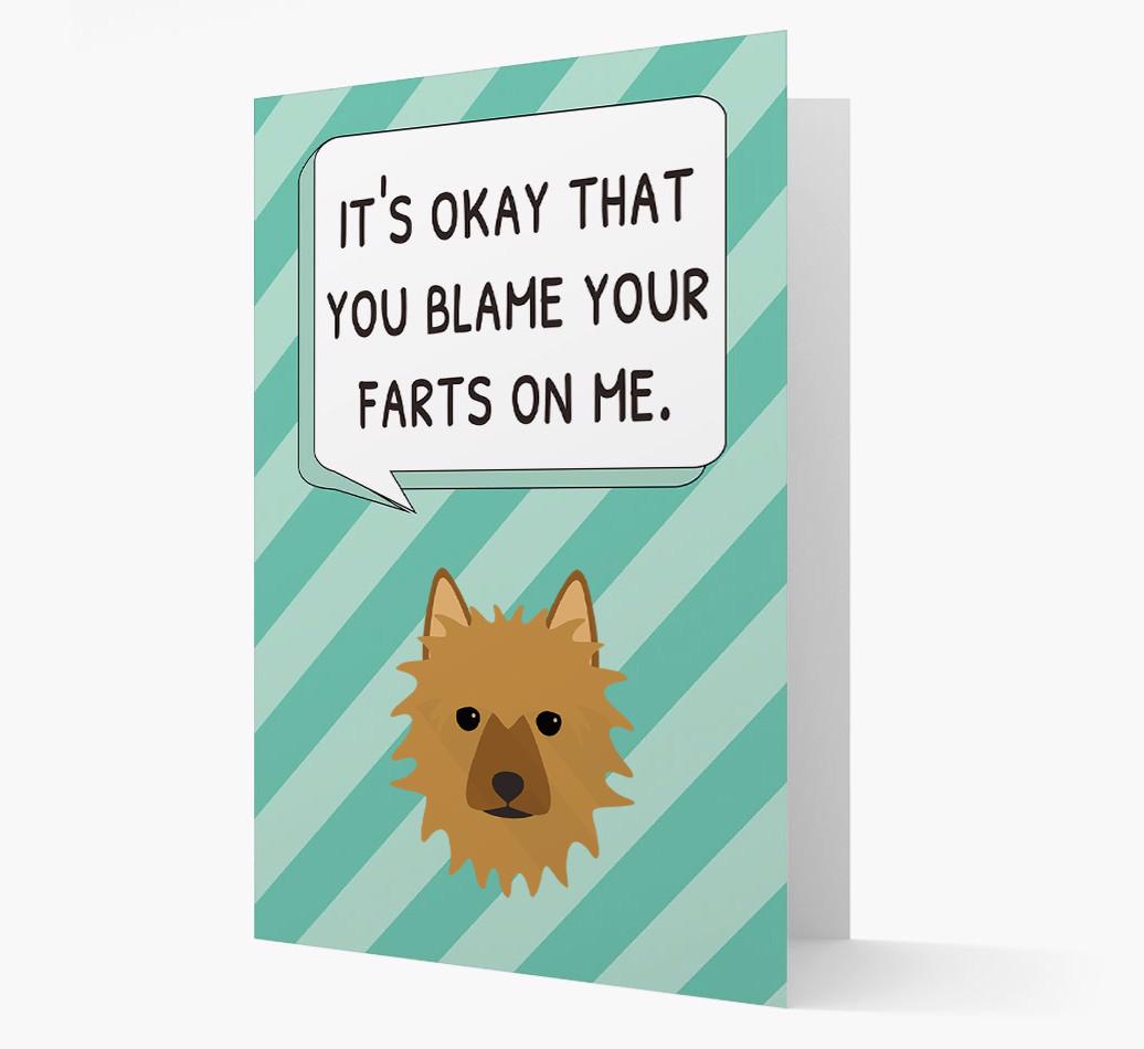 'Blame Your Farts on Me' Card with {breedFullName} Icon