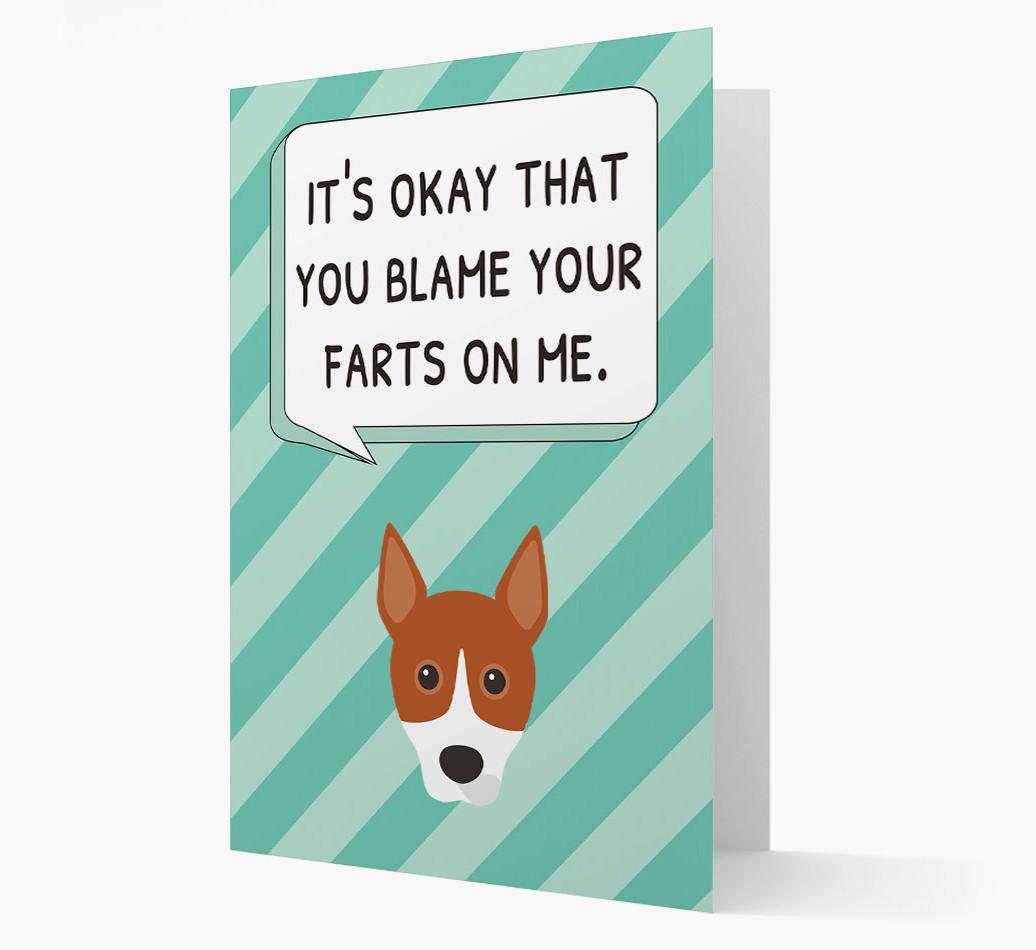'Blame Your Farts on Me' Card with {breedFullName} Icon