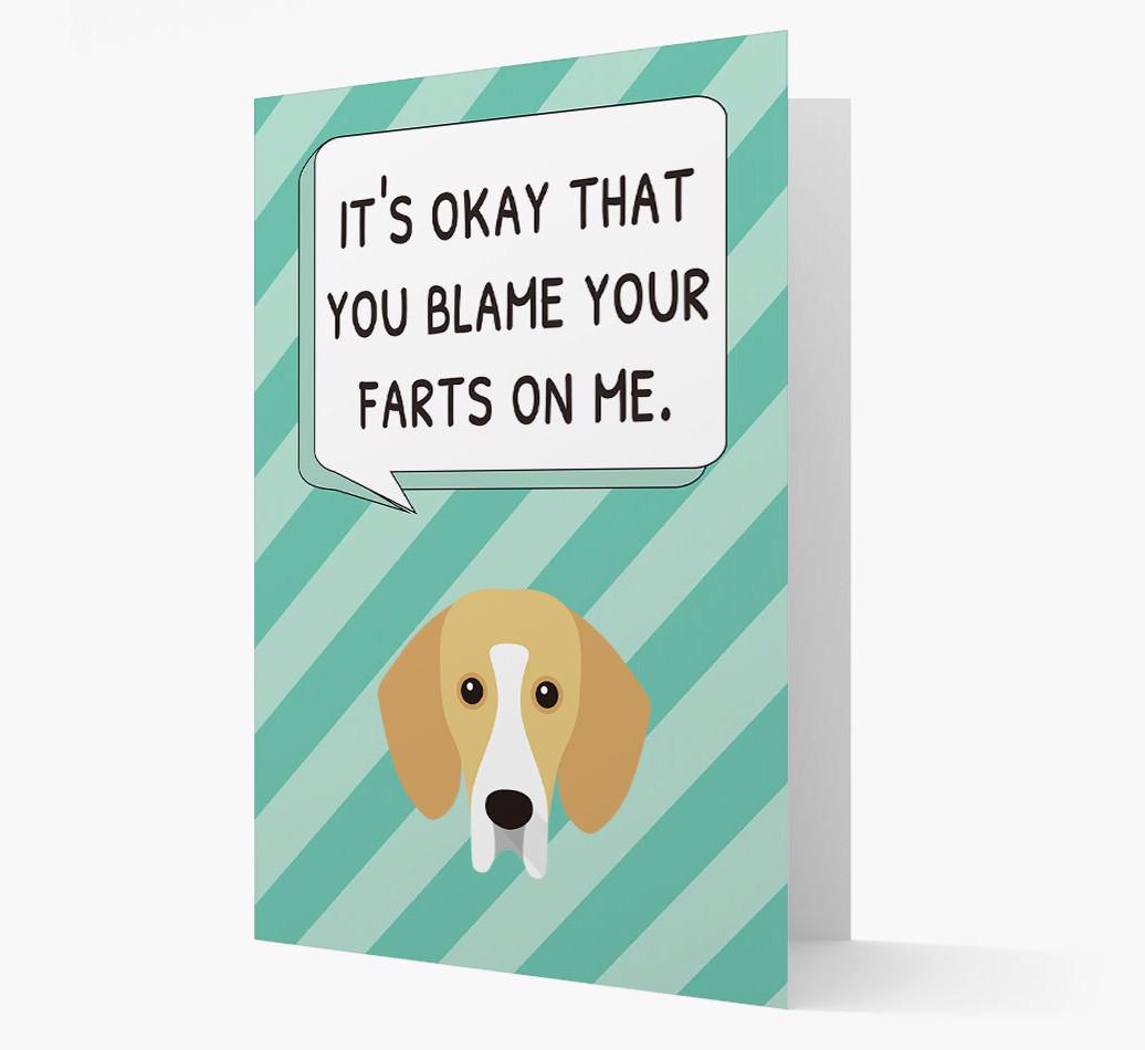 'Blame Your Farts on Me' Card with {breedFullName} Icon