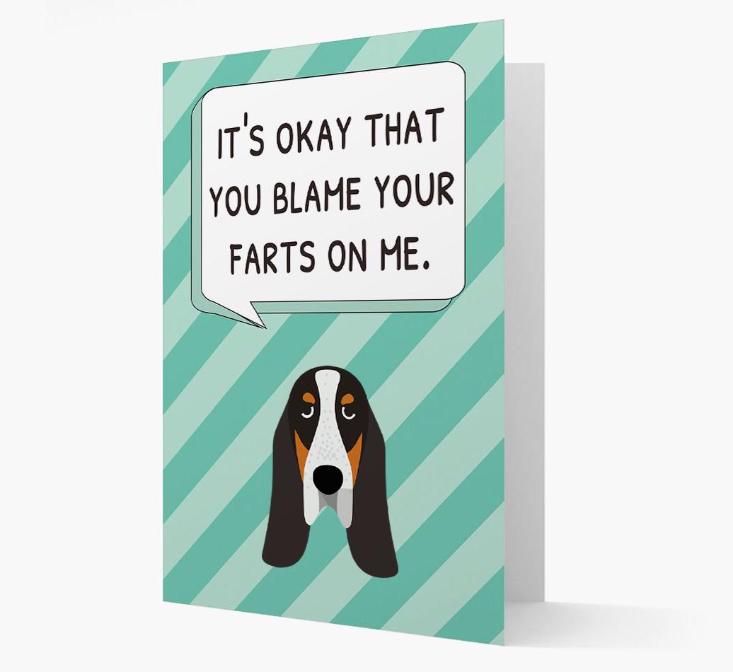 'Blame Your Farts on Me' Card with {breedFullName} Icon