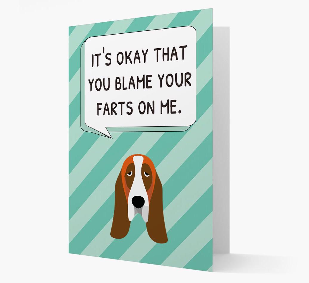 'Blame Your Farts on Me' Card with {breedFullName} Icon