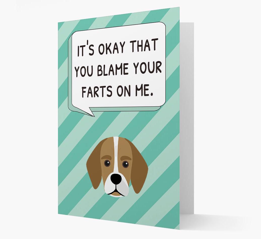 'Blame Your Farts on Me' Card with {breedFullName} Icon