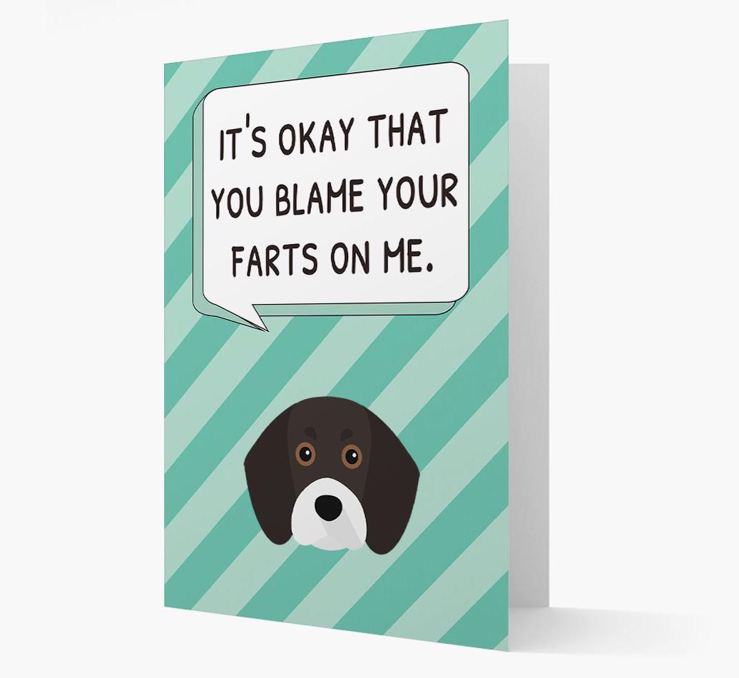 'Blame Your Farts on Me' Card with {breedFullName} Icon