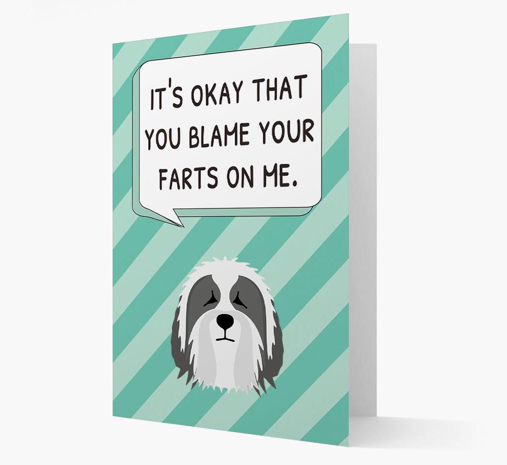 'Blame Your Farts on Me' Card with {breedFullName} Icon