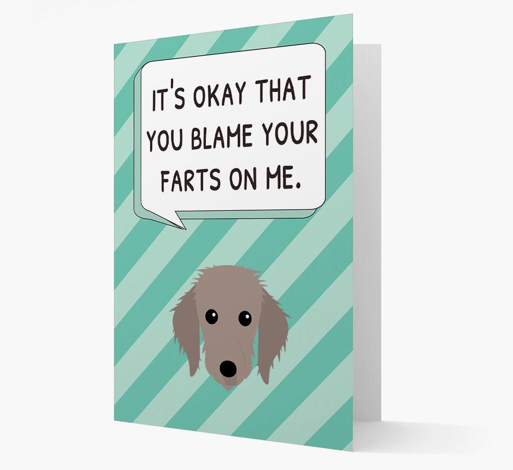 'Blame Your Farts on Me' Card with {breedFullName} Icon