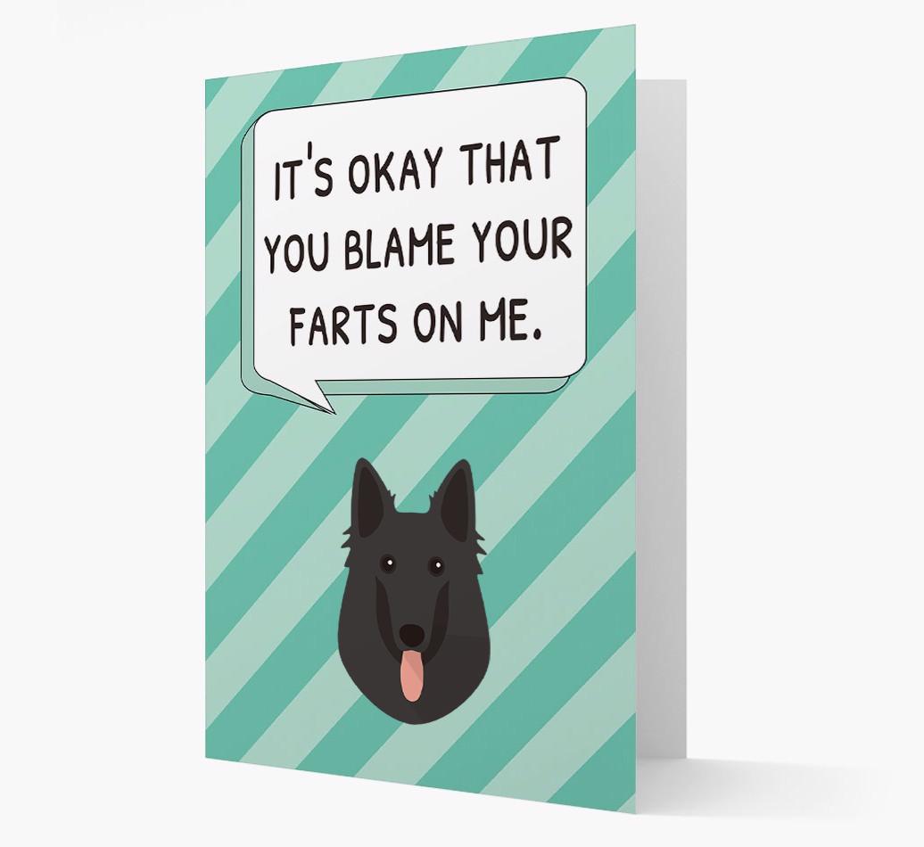 'Blame Your Farts on Me' Card with {breedFullName} Icon