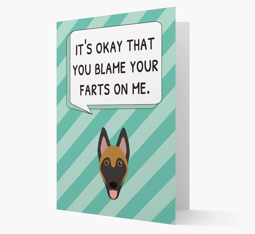 'Blame Your Farts on Me' Card with {breedFullName} Icon