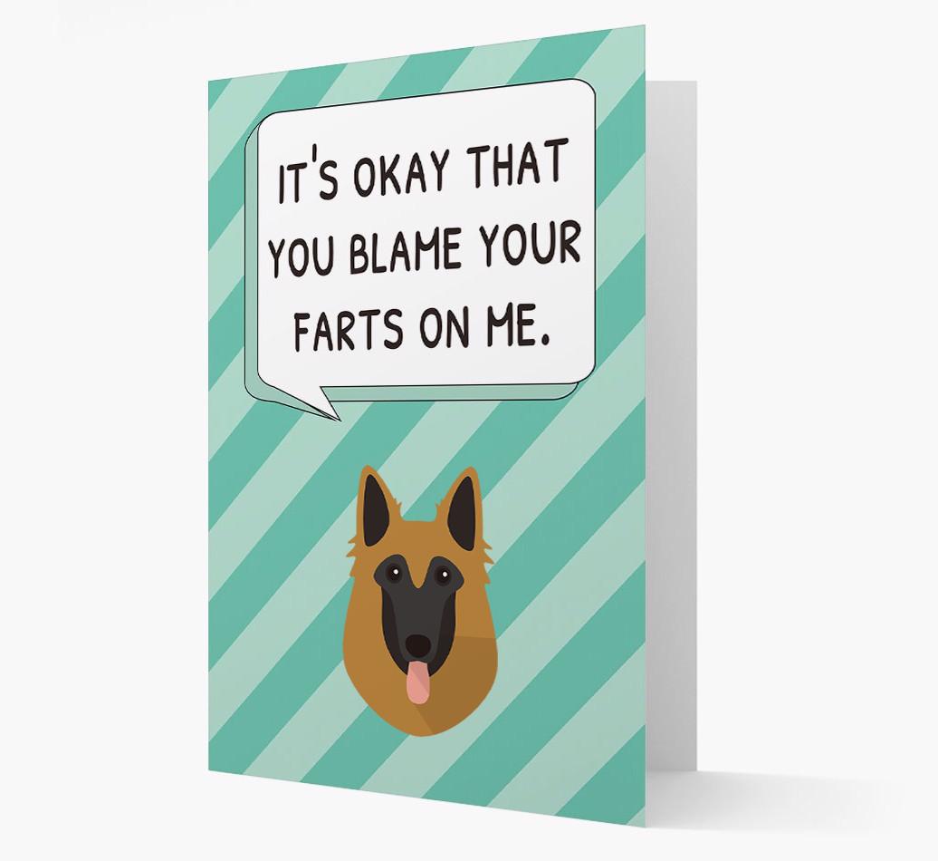'Blame Your Farts on Me' Card with {breedFullName} Icon