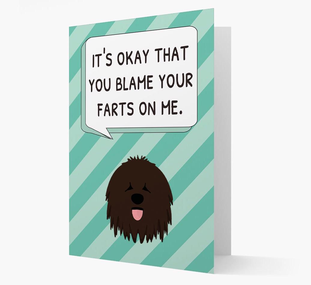 'Blame Your Farts on Me' Card with {breedFullName} Icon